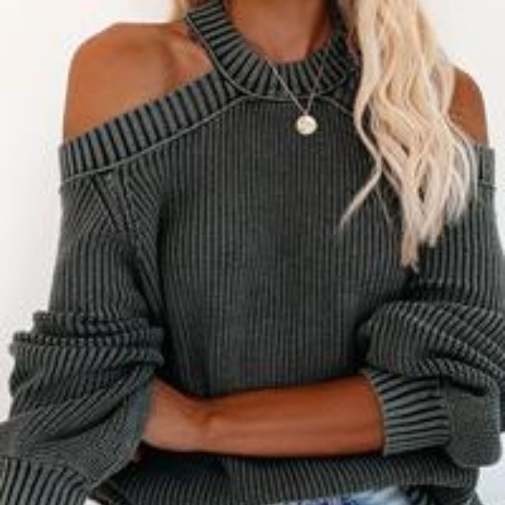 Cold Shoulder Knit Sweater
